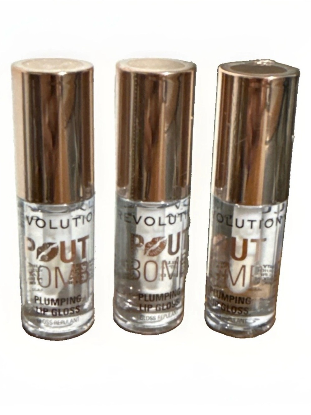 Revolution Pout Bomb Plumping Lip Gloss - Clear Shine (set of 3)